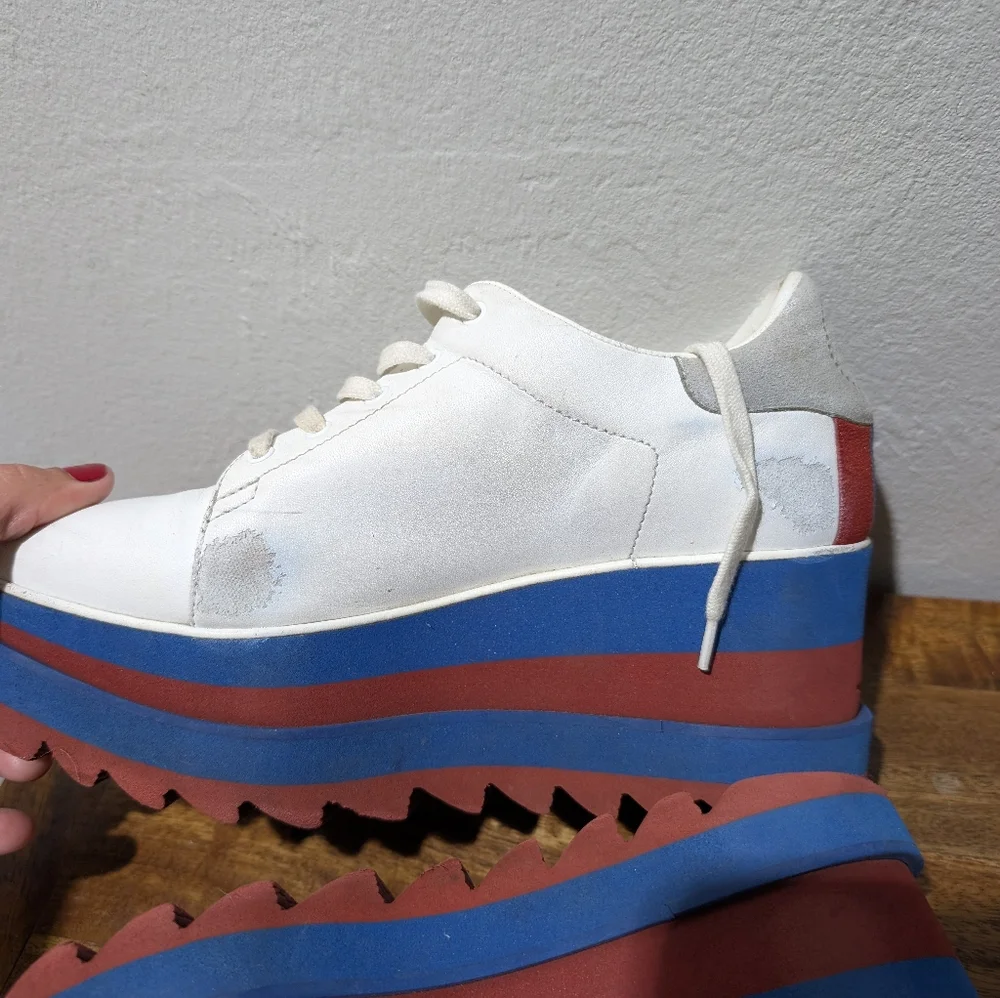 Stella McCartney Elyse Platform sneakers‎ red white and blue Women's Size 36.5